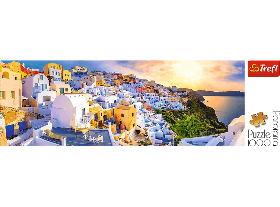 TREFL Panoramatické puzzle Západ slunce na Santorini, Řecko 1000 dílků