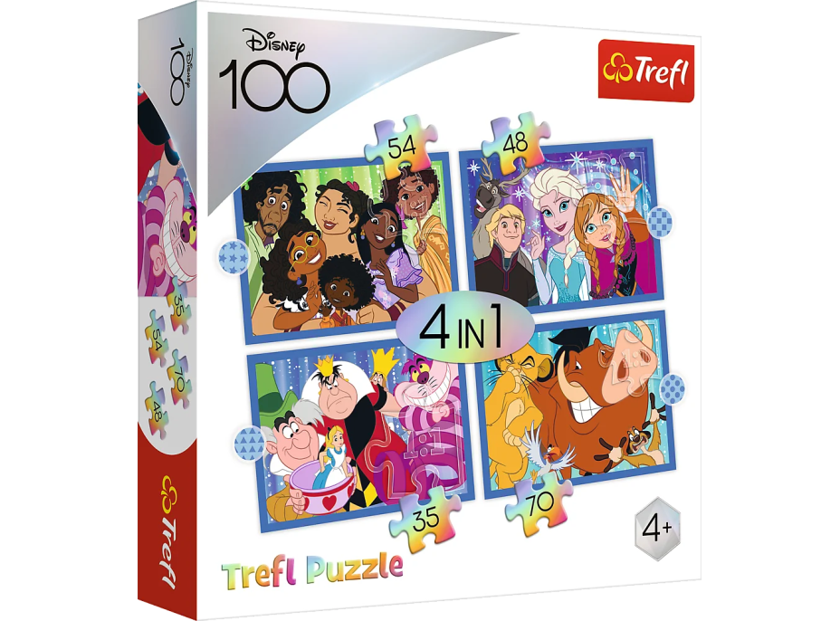 TREFL Puzzle Disney 100 let: Disneyho veselý svět 4v1 (35,48,54,70 dílků)