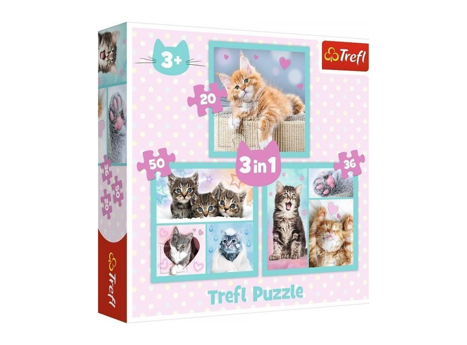 TREFL Puzzle Sladká koťátka 3v1 (20,36,50 dílků)