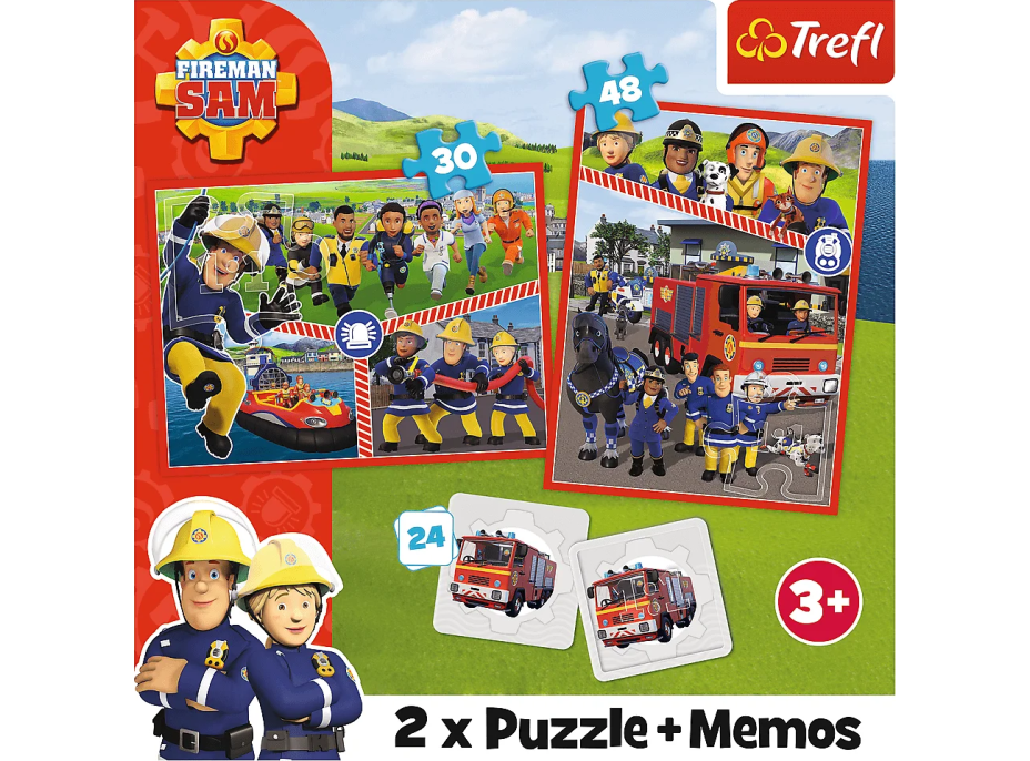 TREFL Sada 3v1 Požárník Sam (2x puzzle + pexeso)