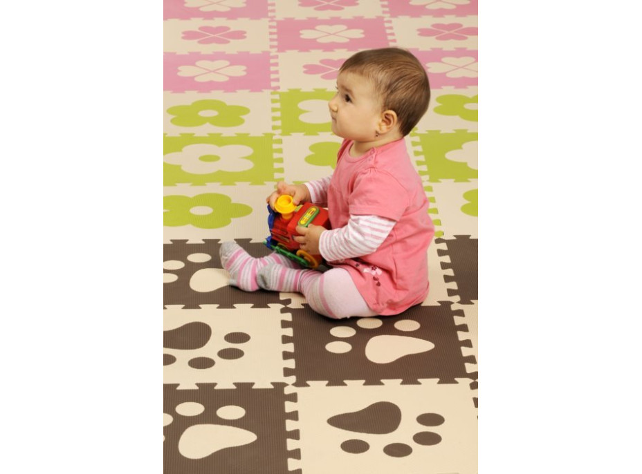 Pěnové BABY puzzle Hnědé tlapky B (29,5x29,5)