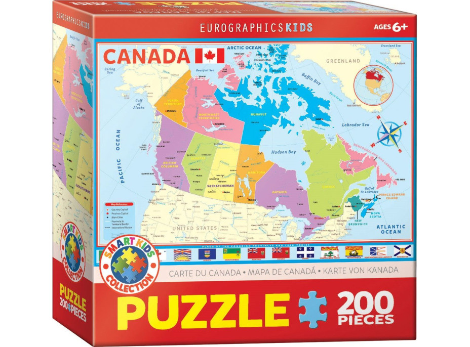 EUROGRAPHICS Puzzle Mapa Kanady 200 dílků