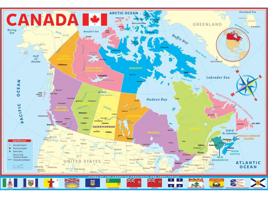 EUROGRAPHICS Puzzle Mapa Kanady 200 dílků