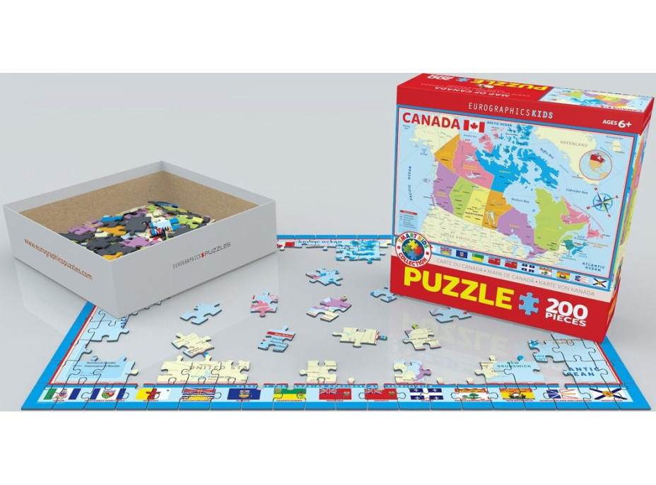 EUROGRAPHICS Puzzle Mapa Kanady 200 dílků