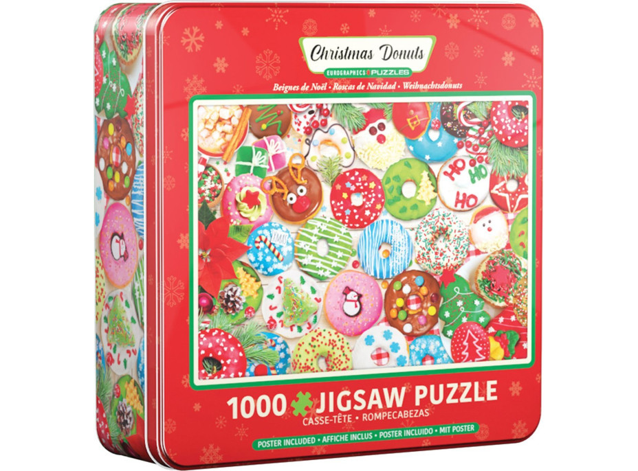 EUROGRAPHICS Puzzle v plechové krabičce Vánoční koblihy 1000 dílků