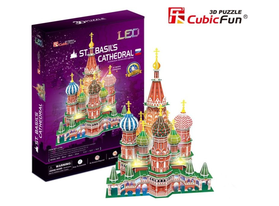 CUBICFUN Svítící 3D puzzle Chrám Vasila Blaženého 224 dílků