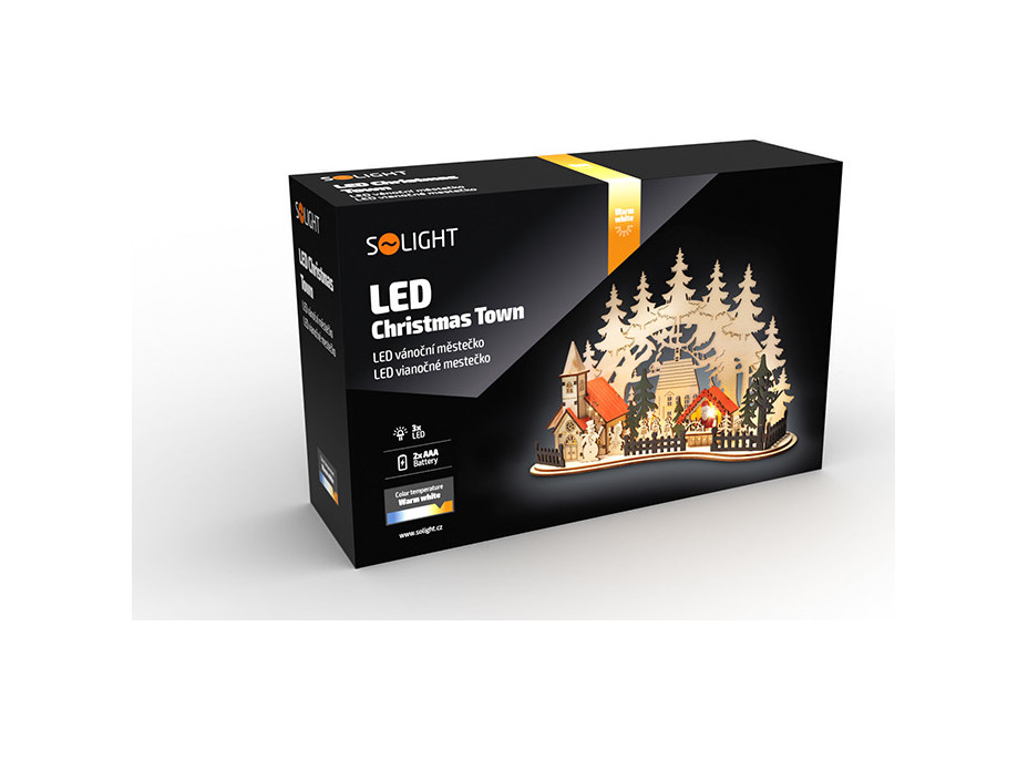 LED vánoční městečko s kostelem 30x19 cm