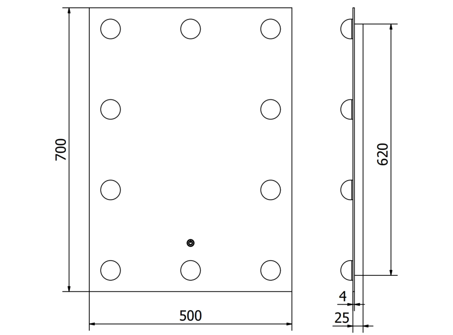 Obdélníkové zrcadlo MEXEN DONA 50x70 cm - s LED podsvícením a vyhříváním, 9818-050-070-611-00