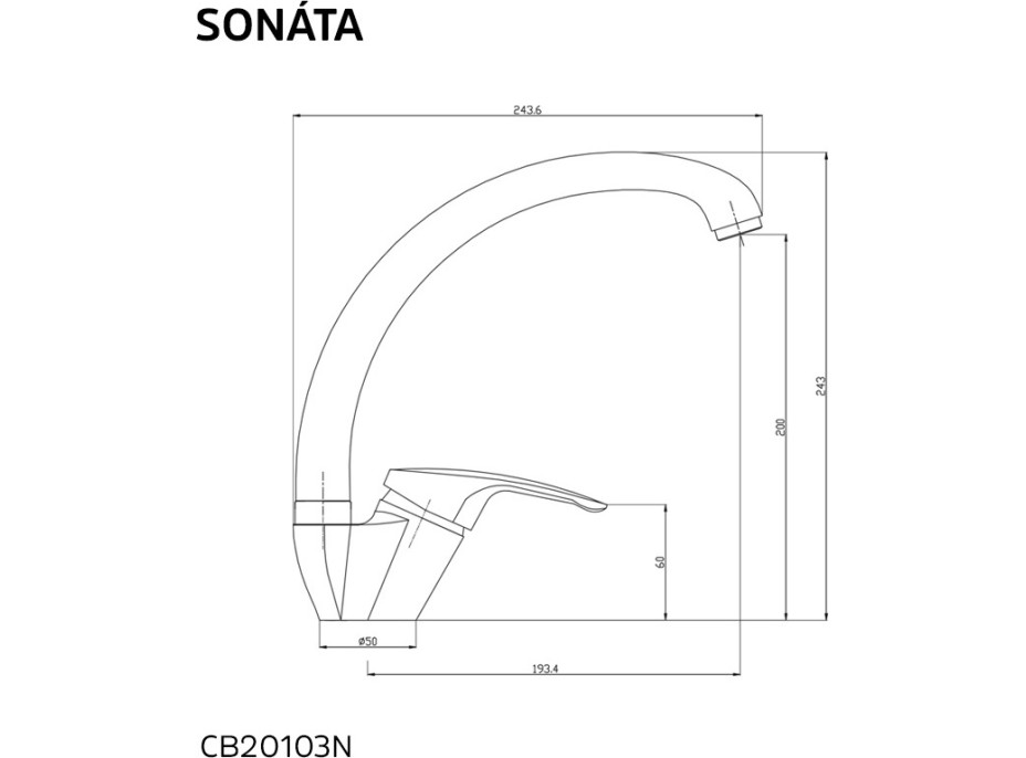 Kuchyňská dřezová baterie SONÁTA - chromová