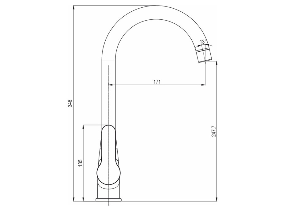 Kuchyňská dřezová baterie ZUNA - 34,6 cm - chromová