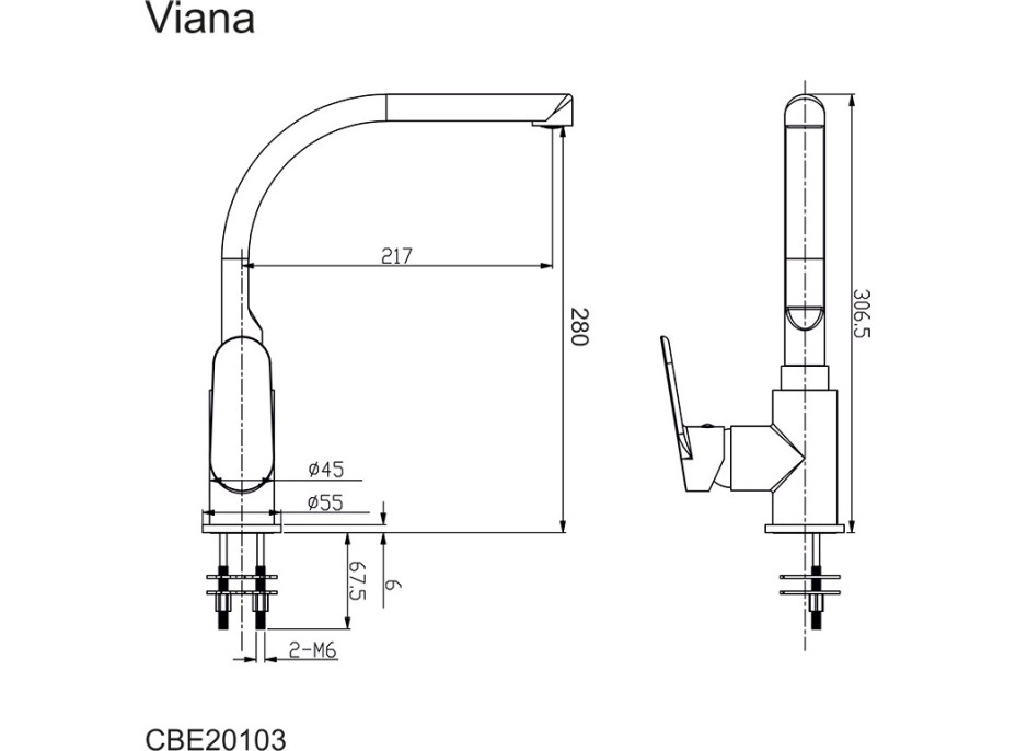 Kuchyňská dřezová baterie VIANA - chromová