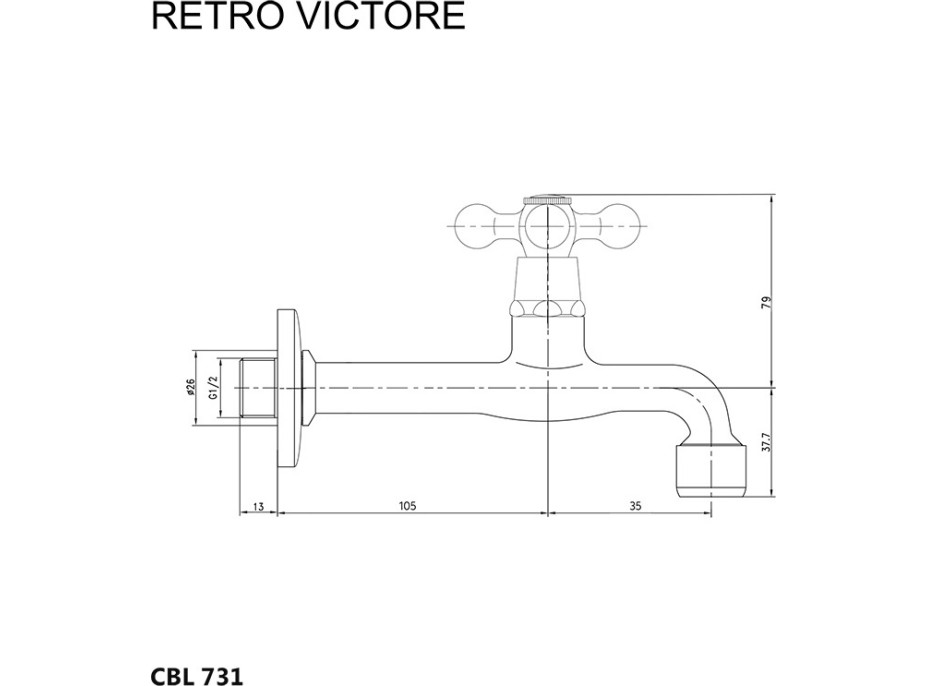 Nástěnný kohoutek RETRO VIKTORIE - chromový