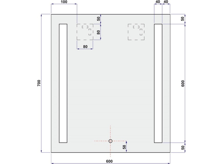 Zrcadlo 60x70 cm s LED osvětlením