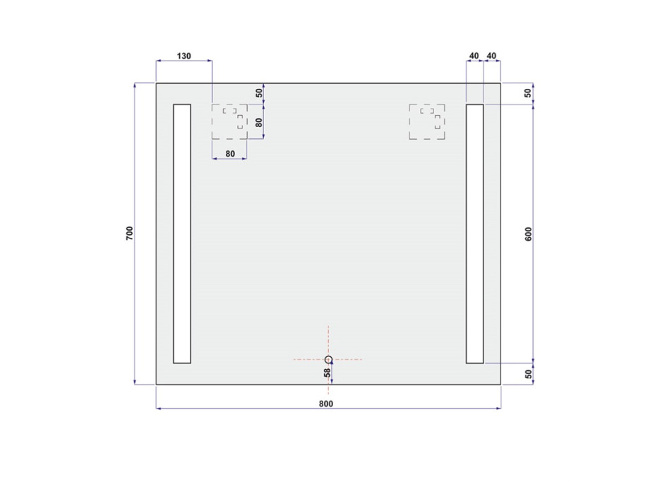 Zrcadlo 80x70 cm s LED osvětlením