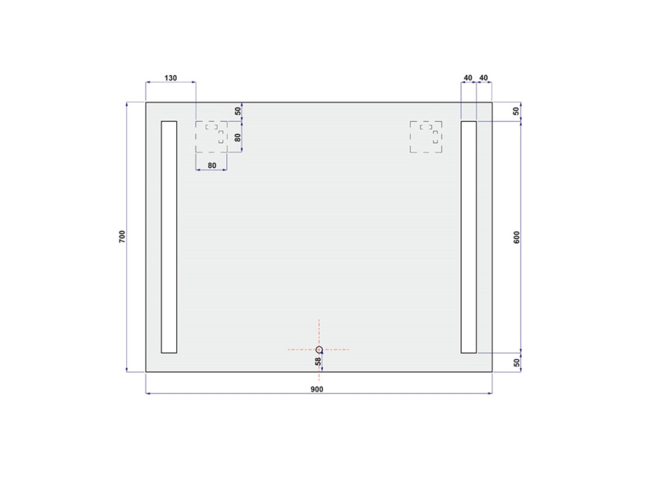 Zrcadlo 90x70 cm s LED osvětlením