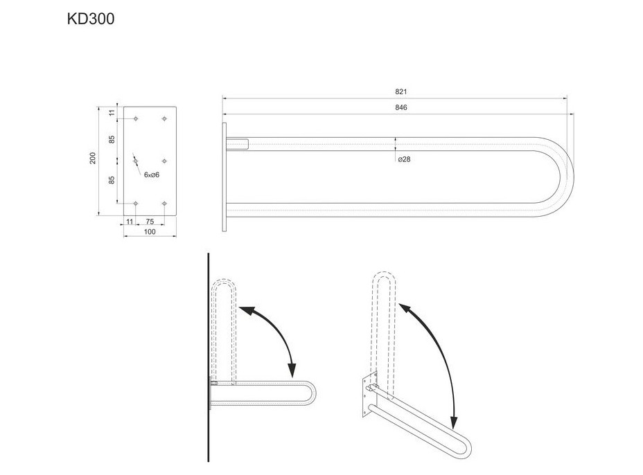 Madlo sklopné 83 cm - bílé