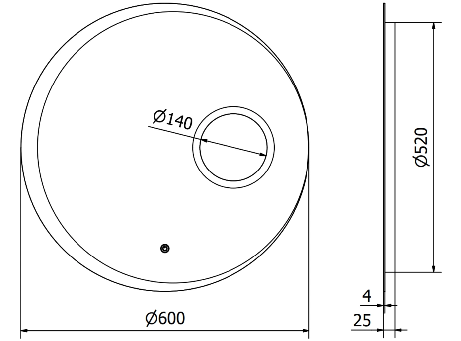 Kulaté zrcadlo MEXEN ELLA 60 cm - s LED podsvícením, zvětšovací lupou a vyhříváním, 9811-060-060-611-00