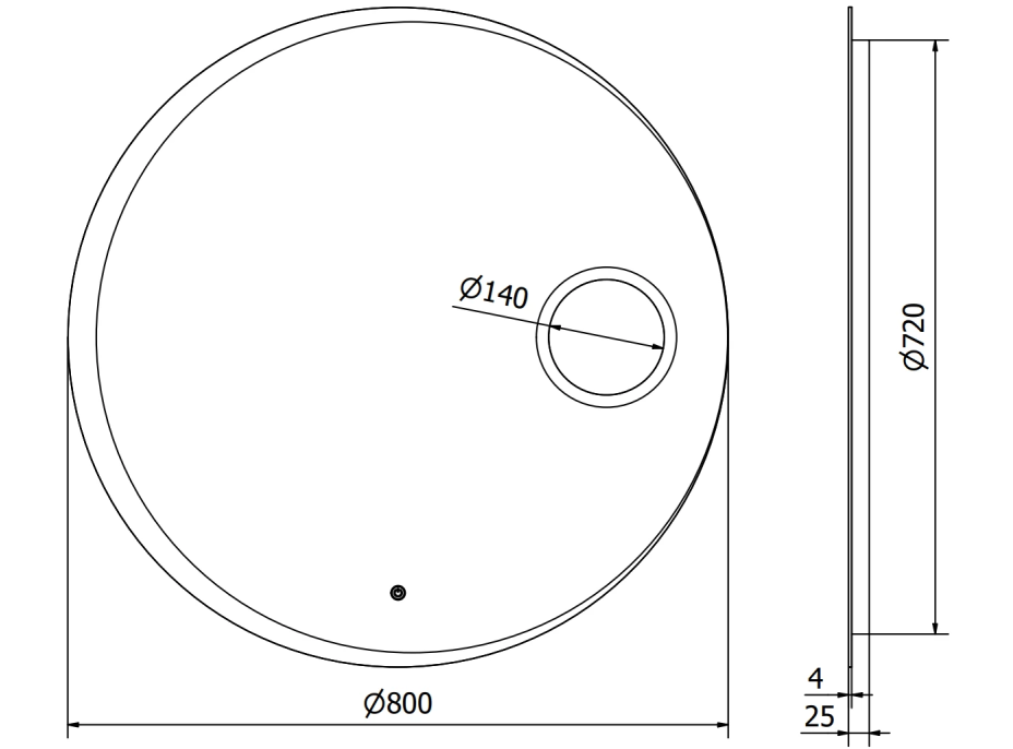 Kulaté zrcadlo MEXEN ELLA 80 cm - s LED podsvícením, zvětšovací lupou a vyhříváním, 9811-080-080-611-00