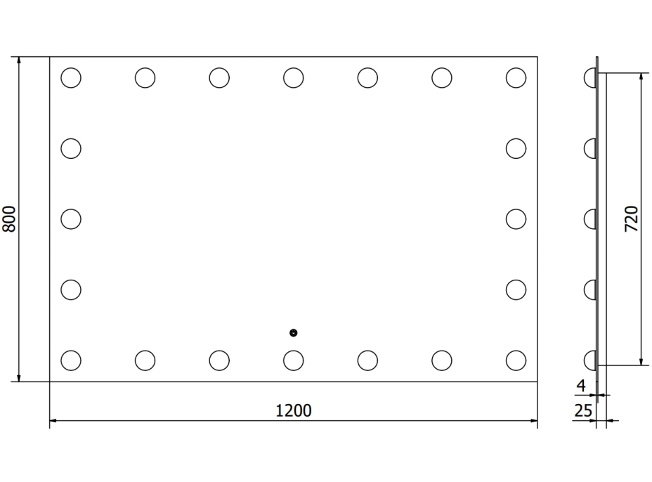 Obdélníkové zrcadlo MEXEN DONA 120x80 cm - s LED podsvícením a vyhříváním, 9818-120-080-611-00