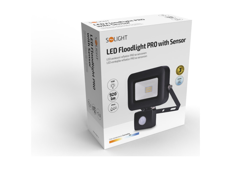 LED reflektor PRO se senzorem, 10W, 920lm, 5000K, IP44