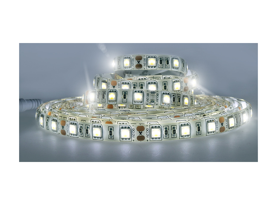 LED světelný pás, 5m, SMD5050 60LED/m, 14,4W/m, IP65, studená bílá