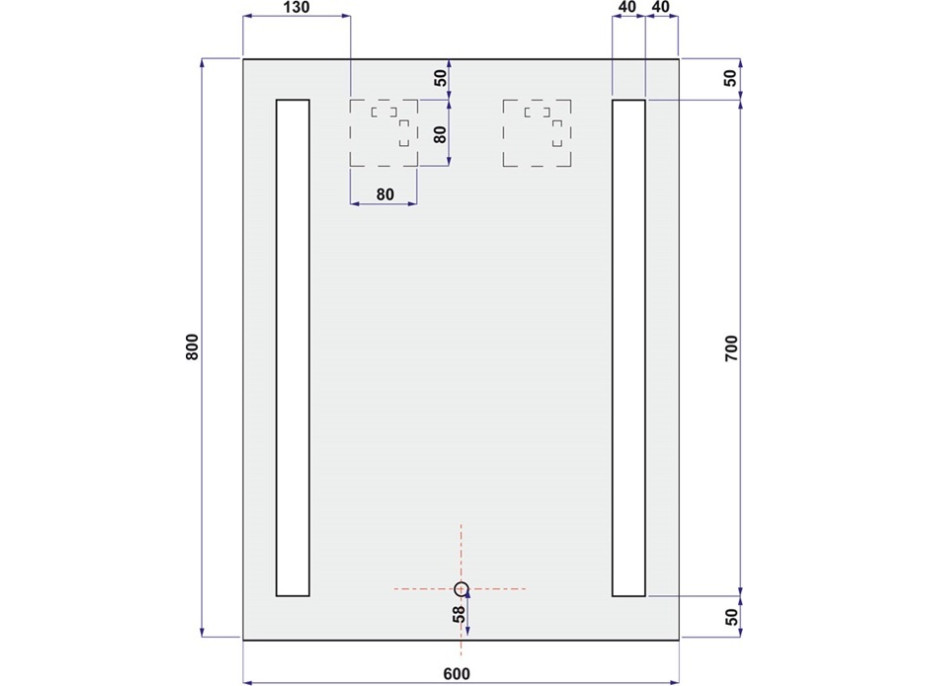 Zrcadlo 60x80 cm s LED osvětlením