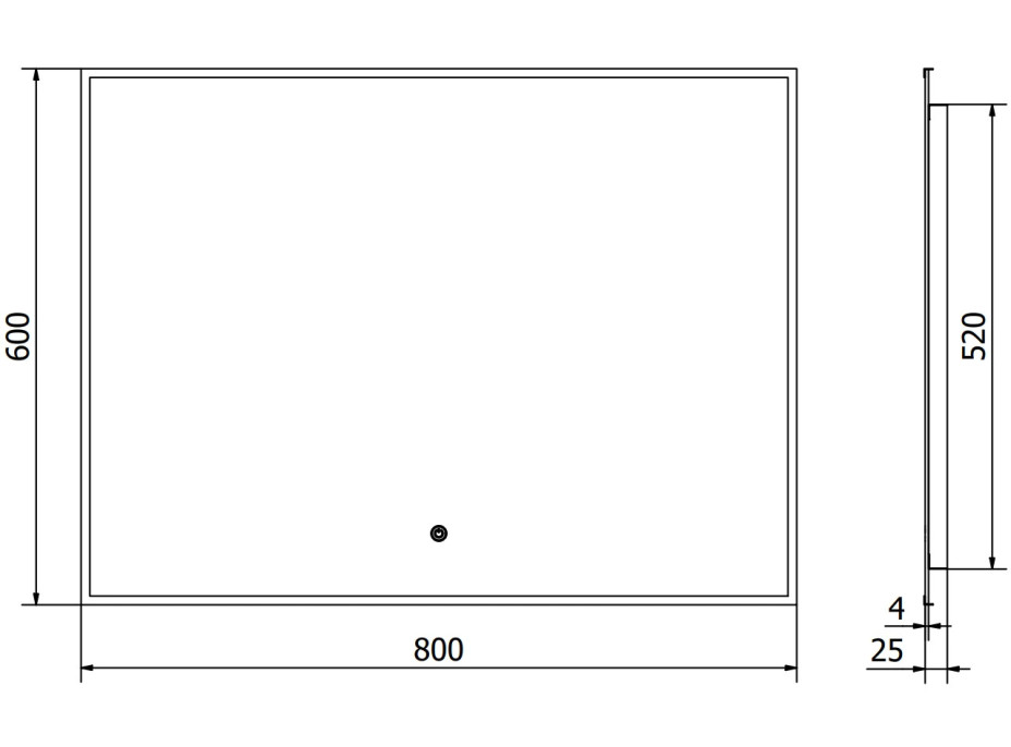 Obdélníkové zrcadlo MEXEN ERMA 80x60 cm - s LED podsvícením a vyhříváním, 9814-080-060-611-70