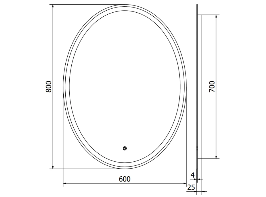 Oválné zrcadlo MEXEN ELZ 60x80 cm - s LED podsvícením a vyhříváním, 9802-060-080-611-00