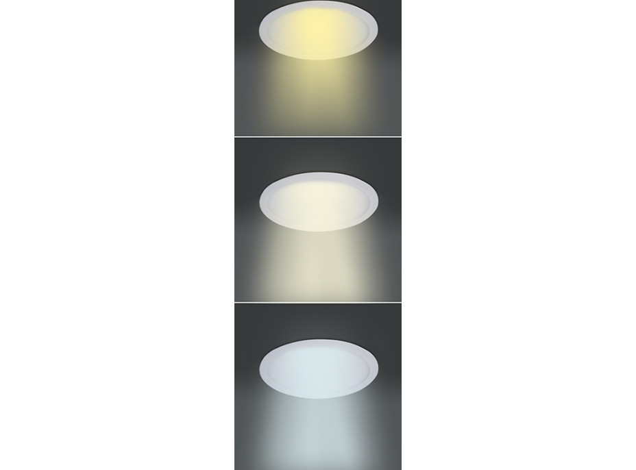 LED mini panel CCT, podhledový, 12W, 900lm, 3000K, 4000K, 6000K, kulatý