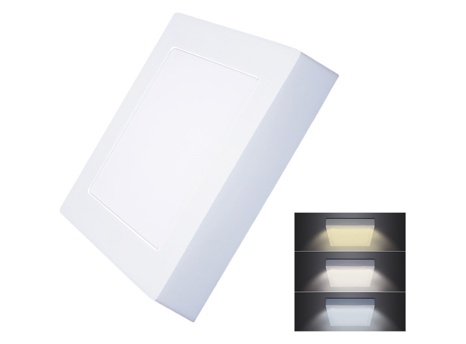 LED mini panel CCT, přisazený, 12W, 900lm, 3000K, 4000K, 6000K, čtvercový