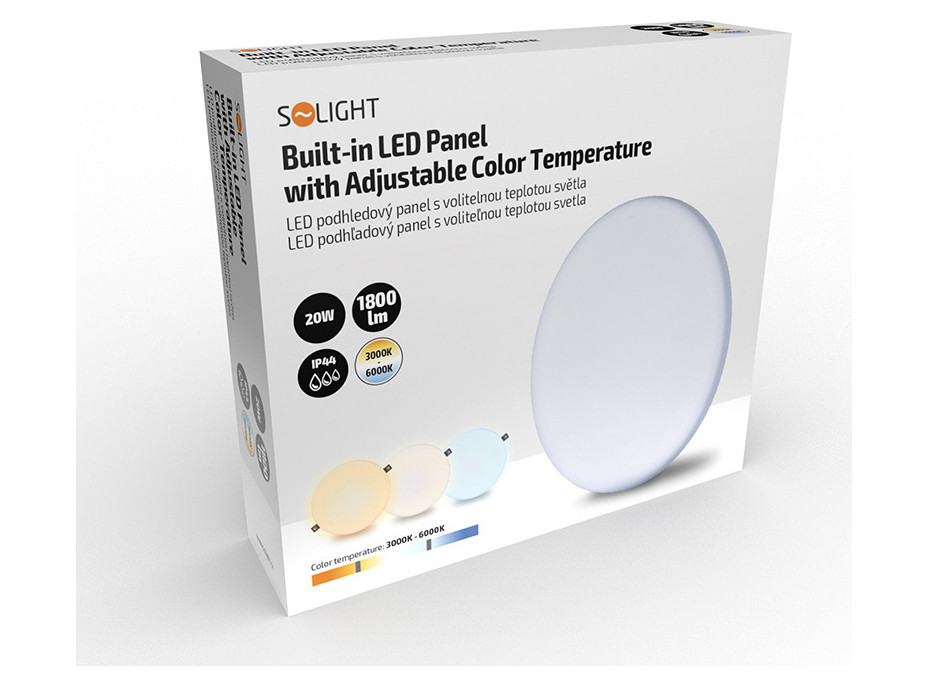 LED podhledové svítidlo CCT, IP44, 20W, 1800lm, 3000K, 4000K, 6000K, kulatý