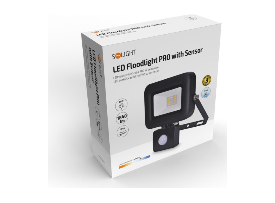 LED reflektor PRO se senzorem, 20W, 1840lm, 5000K, IP44