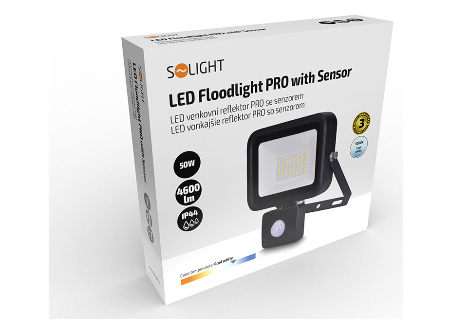 LED reflektor PRO se senzorem, 50W, 4600lm, 5000K, IP44