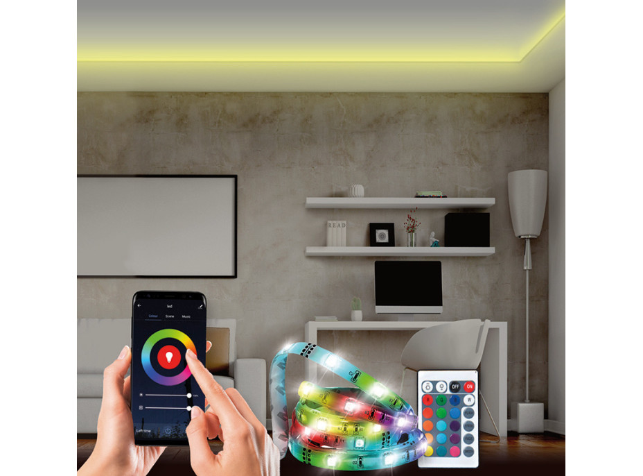 Wifi SmartLED světelný pás, RGB, 5m, sada s adaptérem a dálkovým ovladačem