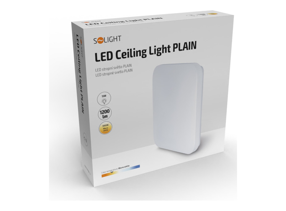 LED stropní světlo Plain, 15W, 1200lm, 3000K, čtvercové, 28cm