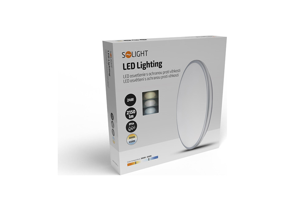 LED osvětlení s ochranou proti vlhkosti, IP54, 24W, 2150lm, 3CCT, 38cm