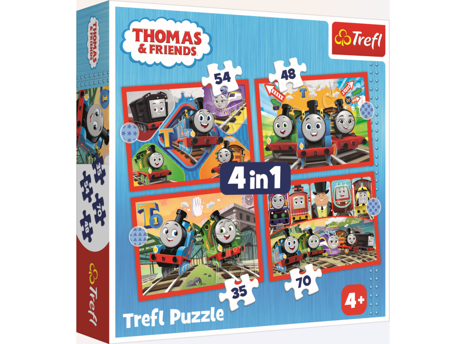 TREFL Puzzle Mašinka Tomáš 4v1 (35,48,54,70 dílků)