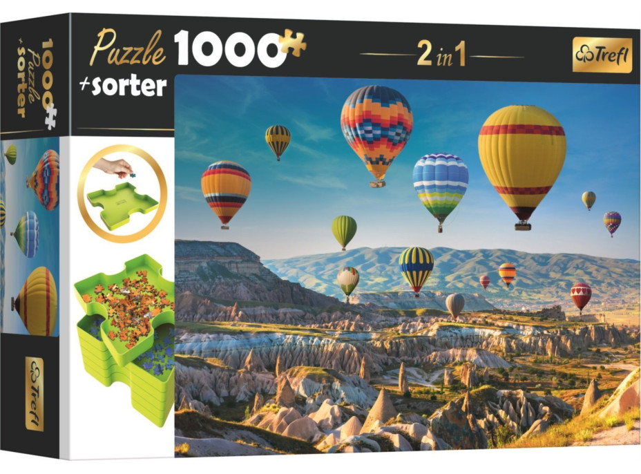 TREFL Puzzle s třídičem 2v1 Balóny nad Kapadokií 1000 dílků