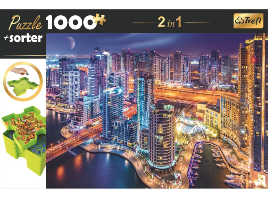 TREFL Puzzle s třídičem 2v1 Noční Dubaj 1000 dílků