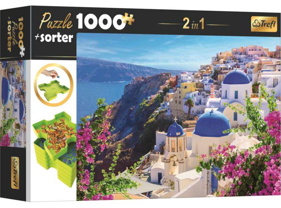 TREFL Puzzle s třídičem 2v1 Santorini, Řecko 1000 dílků