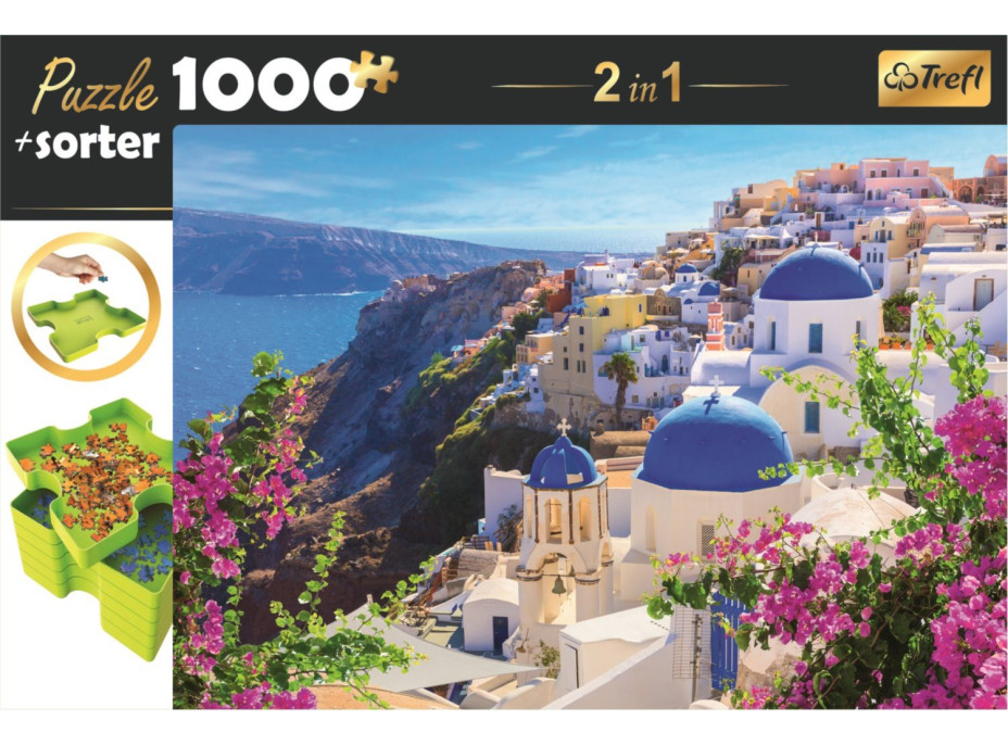 TREFL Puzzle s třídičem 2v1 Santorini, Řecko 1000 dílků