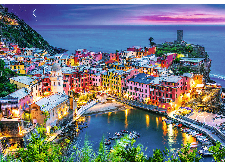 TREFL Sada 2v1 puzzle Vernazza, Ligurie, Itálie 1000 dílků s lepidlem