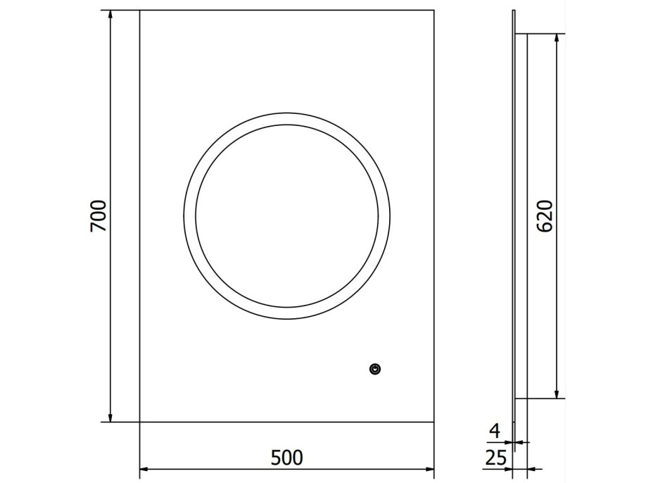 Obdélníkové zrcadlo MEXEN KOGA 50x70 cm - s LED podsvícením a vyhříváním, 9821-050-070-611-00