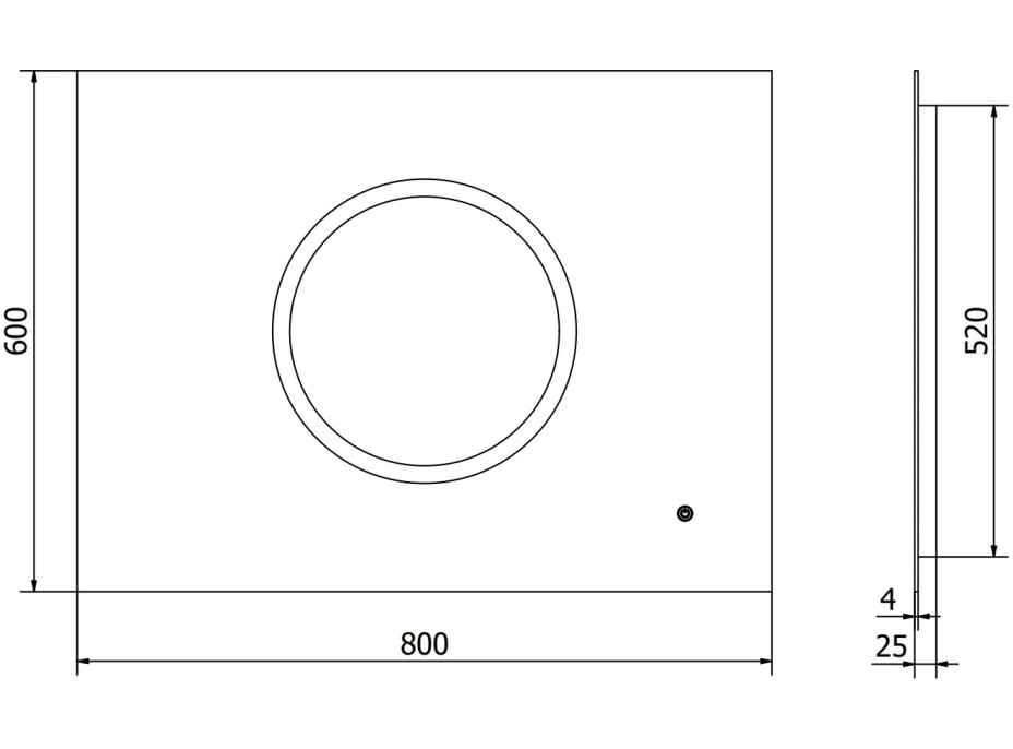 Obdélníkové zrcadlo MEXEN KOGA 80x60 cm - s LED podsvícením a vyhříváním, 9821-080-060-611-00