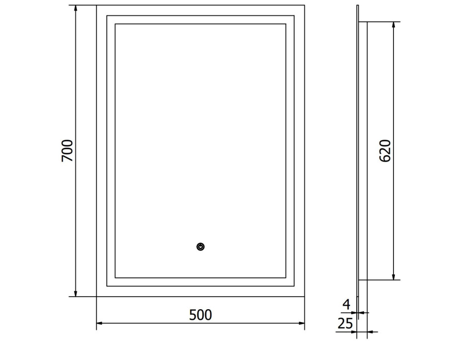 Obdélníkové zrcadlo MEXEN MIKO 50x70 cm - s LED podsvícením a vyhříváním, 9819-050-070-611-00