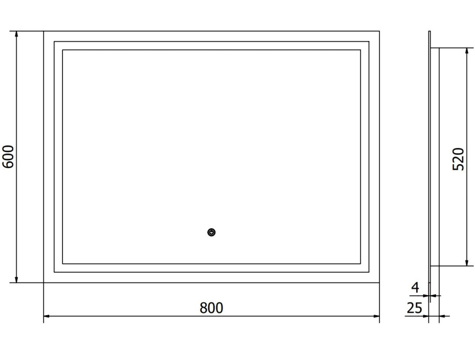 Obdélníkové zrcadlo MEXEN MIKO 80x60 cm - s LED podsvícením a vyhříváním, 9819-080-060-611-00