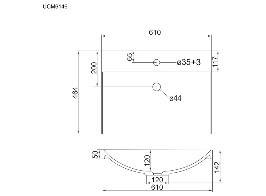 Umyvadlo z litého mramoru - 61 cm - bílé