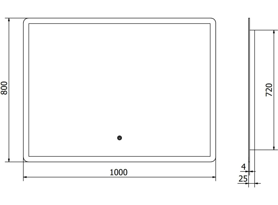 Obdélníkové zrcadlo MEXEN NAVIA 100x80 cm - s LED podsvícením a vyhříváním, 9803-100-080-611-00