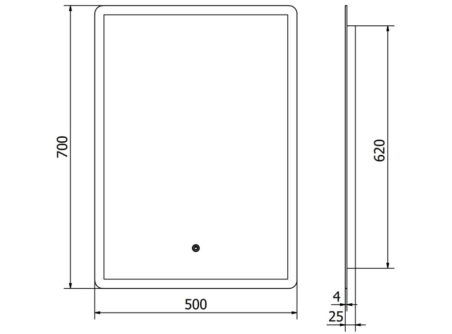 Obdélníkové zrcadlo MEXEN NAVIA 50x70 cm - s LED podsvícením a vyhříváním, 9803-050-070-611-00