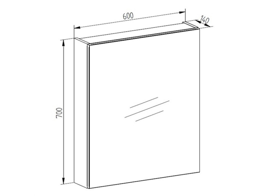 Koupelnová závěsná skříňka se zrcadlem - 60 cm - bílá - levá